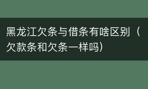 黑龙江欠条与借条有啥区别（欠款条和欠条一样吗）