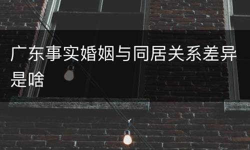 广东事实婚姻与同居关系差异是啥