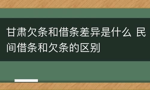 甘肃欠条和借条差异是什么 民间借条和欠条的区别