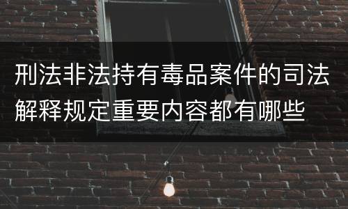 刑法非法持有毒品案件的司法解释规定重要内容都有哪些