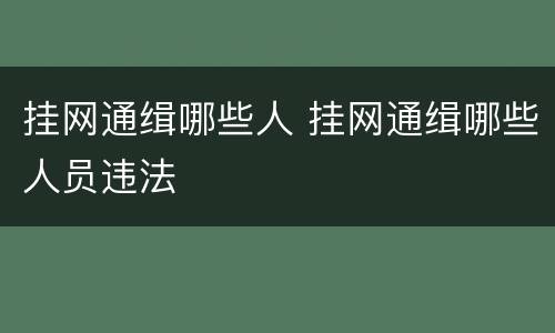 挂网通缉哪些人 挂网通缉哪些人员违法