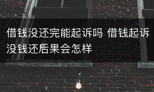 借钱没还完能起诉吗 借钱起诉没钱还后果会怎样