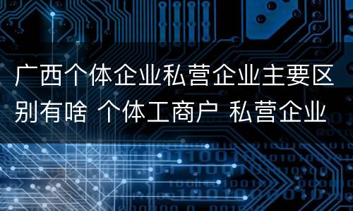 广西个体企业私营企业主要区别有啥 个体工商户 私营企业 区别