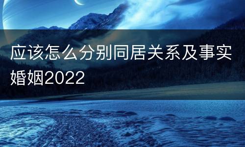 应该怎么分别同居关系及事实婚姻2022