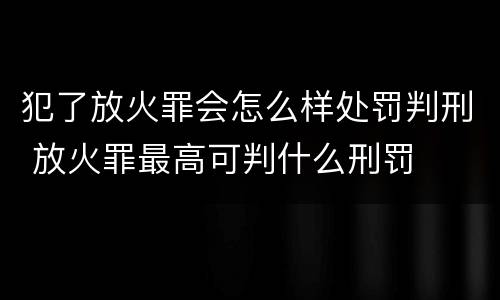 犯了放火罪会怎么样处罚判刑 放火罪最高可判什么刑罚