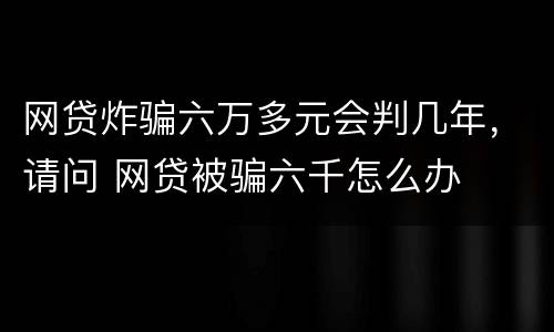 网贷炸骗六万多元会判几年，请问 网贷被骗六千怎么办