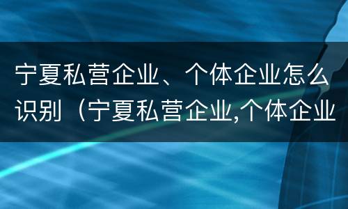 宁夏私营企业、个体企业怎么识别（宁夏私营企业,个体企业怎么识别真假）