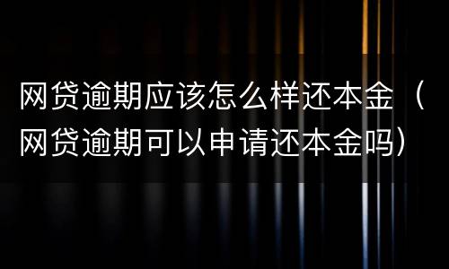 网贷逾期应该怎么样还本金（网贷逾期可以申请还本金吗）