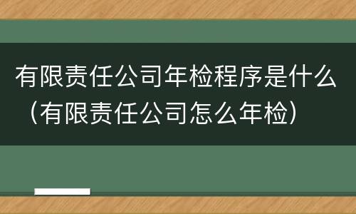 有限责任公司年检程序是什么（有限责任公司怎么年检）