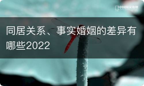 同居关系、事实婚姻的差异有哪些2022