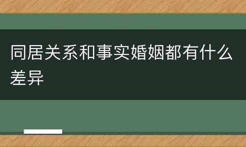 同居关系和事实婚姻都有什么差异