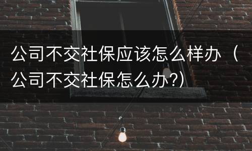 公司不交社保应该怎么样办（公司不交社保怎么办?）