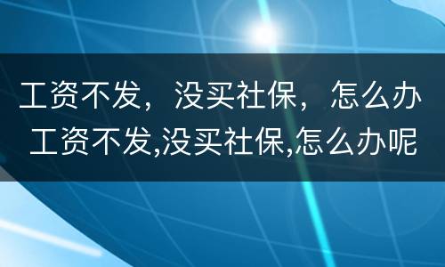 工资不发，没买社保，怎么办 工资不发,没买社保,怎么办呢