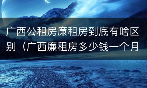 广西公租房廉租房到底有啥区别（广西廉租房多少钱一个月）