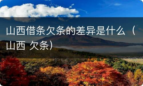 山西借条欠条的差异是什么（山西 欠条）