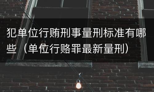 犯单位行贿刑事量刑标准有哪些（单位行赂罪最新量刑）