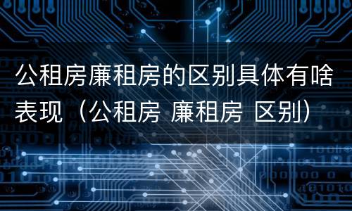 公租房廉租房的区别具体有啥表现（公租房 廉租房 区别）