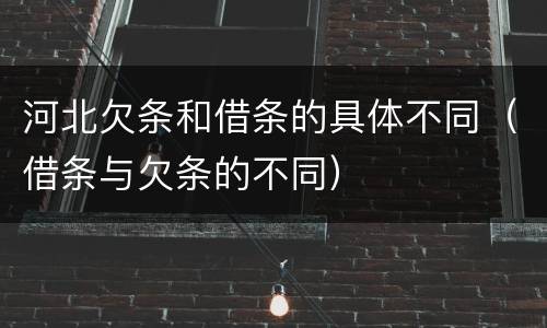 河北欠条和借条的具体不同（借条与欠条的不同）