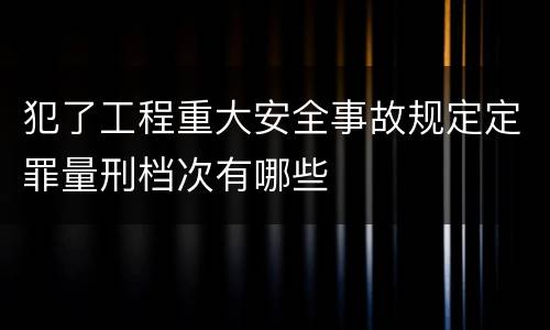 犯了工程重大安全事故规定定罪量刑档次有哪些