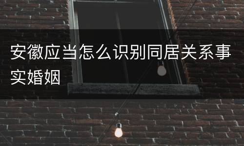 安徽应当怎么识别同居关系事实婚姻