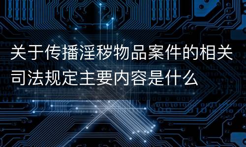 关于传播淫秽物品案件的相关司法规定主要内容是什么