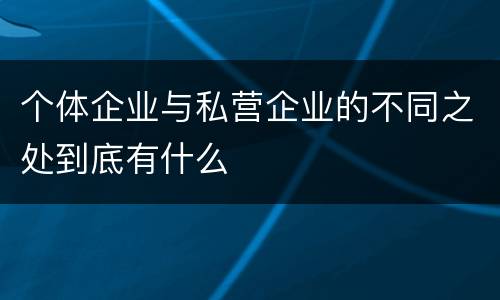 个体企业与私营企业的不同之处到底有什么