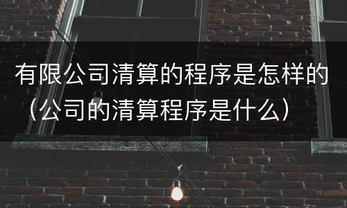 有限公司清算的程序是怎样的（公司的清算程序是什么）