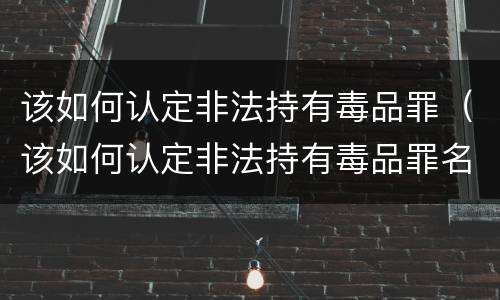 该如何认定非法持有毒品罪（该如何认定非法持有毒品罪名）