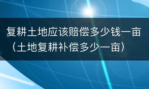 复耕土地应该赔偿多少钱一亩（土地复耕补偿多少一亩）