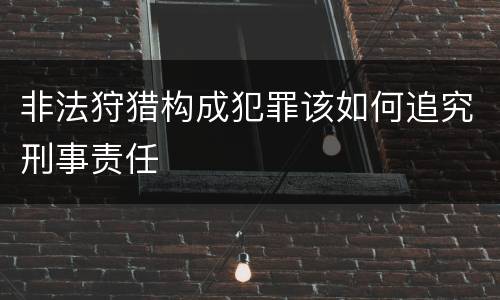 非法狩猎构成犯罪该如何追究刑事责任