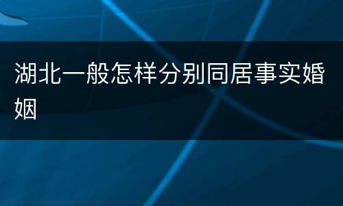 湖北一般怎样分别同居事实婚姻