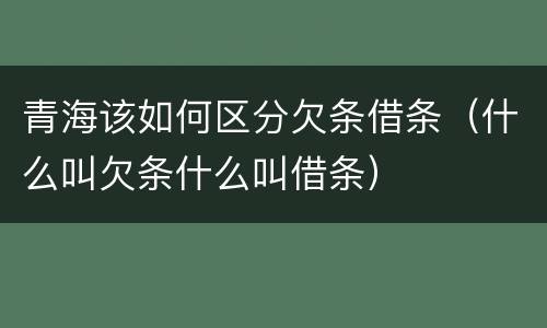 青海该如何区分欠条借条（什么叫欠条什么叫借条）