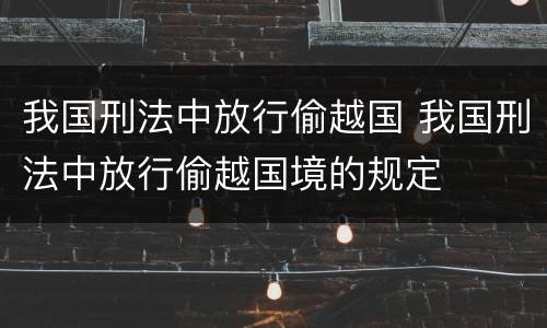 我国刑法中放行偷越国 我国刑法中放行偷越国境的规定