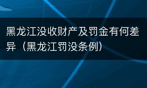 黑龙江没收财产及罚金有何差异（黑龙江罚没条例）