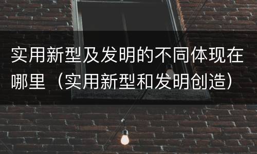 实用新型及发明的不同体现在哪里（实用新型和发明创造）