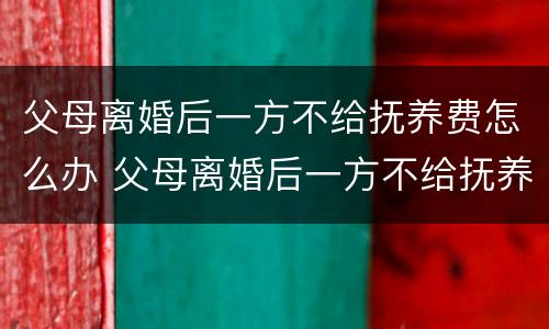 父母离婚后一方不给抚养费怎么办 父母离婚后一方不给抚养费怎么办理