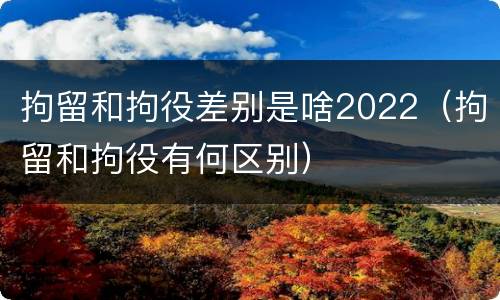 拘留和拘役差别是啥2022（拘留和拘役有何区别）