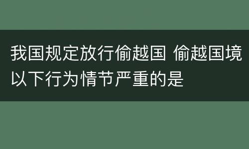 我国规定放行偷越国 偷越国境以下行为情节严重的是