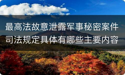 最高法故意泄露军事秘密案件司法规定具体有哪些主要内容