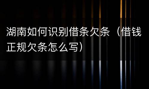 湖南如何识别借条欠条（借钱正规欠条怎么写）