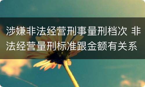 涉嫌非法经营刑事量刑档次 非法经营量刑标准跟金额有关系么