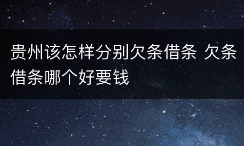 贵州该怎样分别欠条借条 欠条借条哪个好要钱