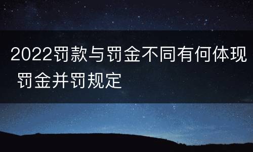 2022罚款与罚金不同有何体现 罚金并罚规定