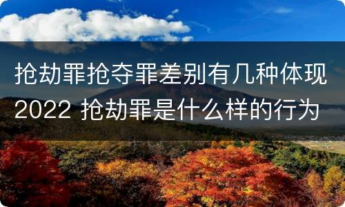 抢劫罪抢夺罪差别有几种体现2022 抢劫罪是什么样的行为