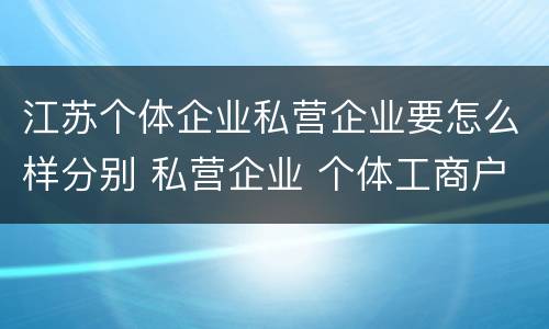 江苏个体企业私营企业要怎么样分别 私营企业 个体工商户