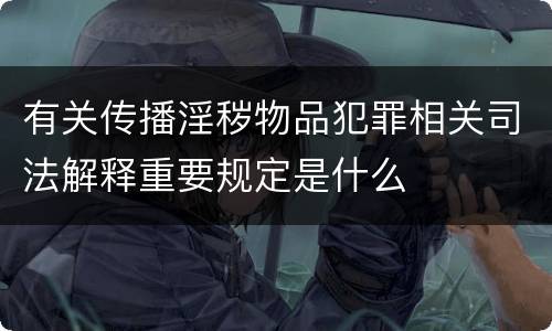 有关传播淫秽物品犯罪相关司法解释重要规定是什么