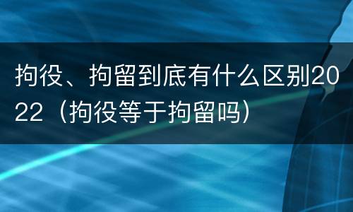 拘役、拘留到底有什么区别2022（拘役等于拘留吗）