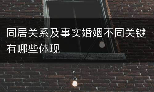 同居关系及事实婚姻不同关键有哪些体现