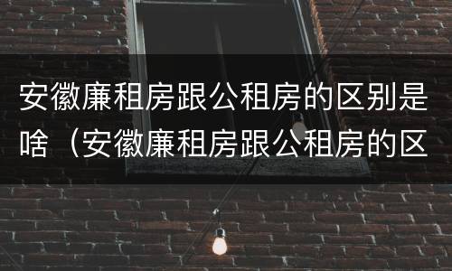 安徽廉租房跟公租房的区别是啥（安徽廉租房跟公租房的区别是啥意思）