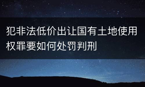 犯非法低价出让国有土地使用权罪要如何处罚判刑